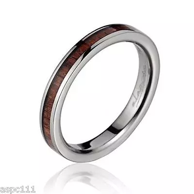 Genuine Inlay Hawaiian Koa Wood Wedding Band Ring Titanium 3mm Size 3-14 • $39.99