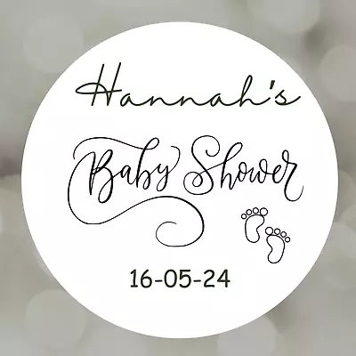 Personalised Baby Shower Stickers Baby Shower Favour Baby Name Thank You Party • £2.25