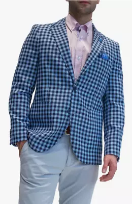 New Tailorbyrd $325 Navy Blue Textured Check Blazer Sport Coat 48l • $79.99