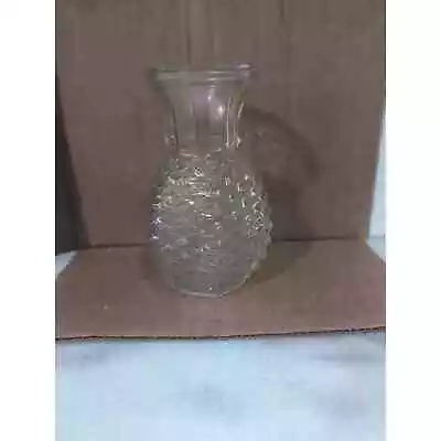 Vintage 1980s Clear Glass Round  Hobnail  Vase - FTD 6  • $10