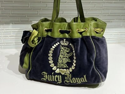 $110.50 • Buy Y2K Rare Juicy Couture Velour Velvet Daydreamer Blue/Olive Green Handbag *READ*