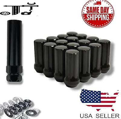 20Pc Black 2  Tall 1/2-20 Tuner Spline Racing Lug Nuts+Key Fit 5Lug Ford Models • $23.99