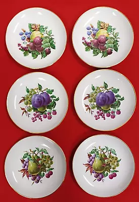 6 Various Fruit Design Snack Plates Gold Trim 7.5  Naaman Israel Fine Porcelain • $24.95