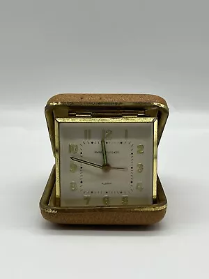 Vintage Phinney Walker Travel Alarm Clock W/ Case & Radium Face Germany Untested • $25