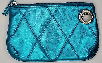 Metallic Blue Zipper Clutch • $6.25