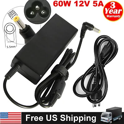 12V 5A 5 Amp 60W DC POWER Supply ADAPTER Transformer LED Strip Light CCTV PC • $10.99