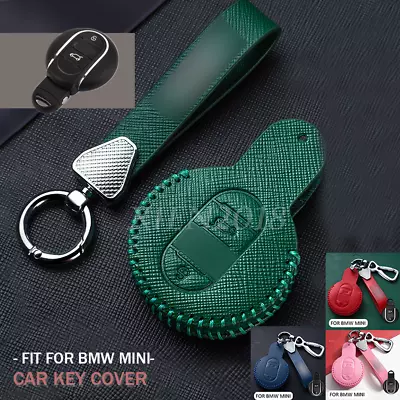 Cowhide Leather Car Key Cover Case Fob For Bmw MINI Cooper Clubman F54 F56 R55 • $38.95