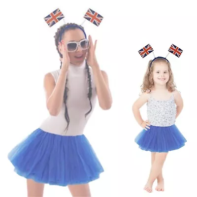 Union Jack Tutu Costume Flag Headband Girls Fancy Dress Royal Event Party Outfit • £9.72