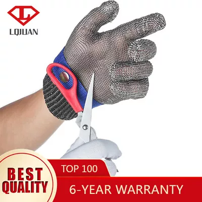 Safety Cut Proof Stab Resistant Butcher Gloves Stainless Steel Wire Metal Mesh • £11.98