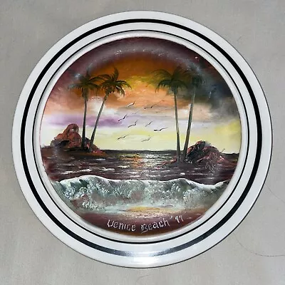 Hand Painted Decorative Plate Venice Beach 1997 Sunset  Not For Food Use • $9