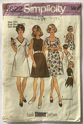 Vintage Simplicity 5622 - 60s Fitted Dress Sewing Pattern - 16 1/2 Bust 39” • £4.95