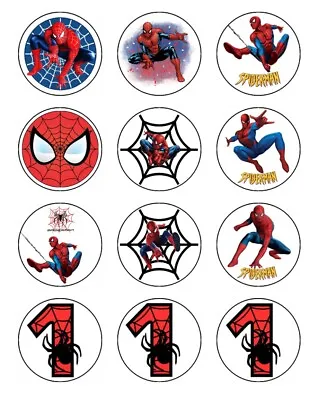 Spiderman Age Cake Topper Edible Icing Birthday Cupcake Decorations (12) • $10.95