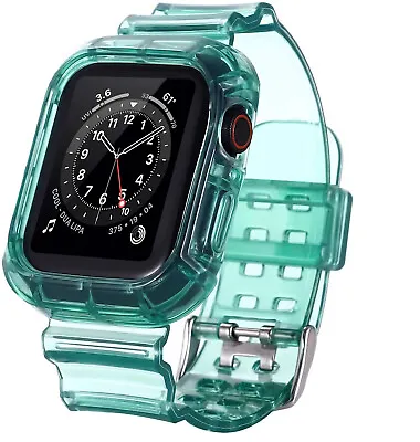 £5.99 • Buy Clear Crystal Band Rugged Case Strap For Apple Watch Series 38 40 41 42 44 45 Mm