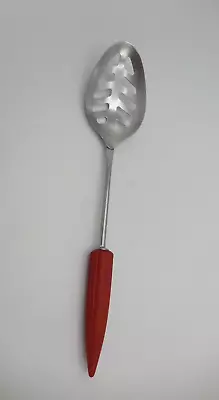 Vintage Androck Bullet Handle Slotted Serving Spoon Red Bakelite • $24.99