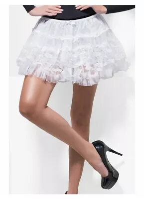 White Lace Petticoat Lined Tutu Skirt Perfect Cindi Lauper Madonna Tulle 80s  • $15