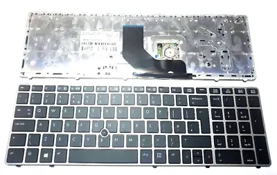 HP Probook 6560B 6565B 6570B UK Layout Laptop Keyboard Silver Frame + Pointer • £12.49