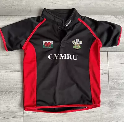 Wales Cymru | Rugby Union Jersey Shirt | Kit | Child Kid 6-7 Years Top Black Red • £14.99