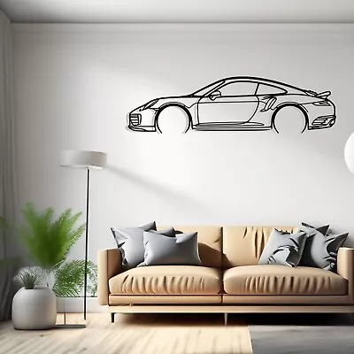 911 Model 991 Turbo S Detailed Silhouette Metal Wall Art Birthday Gift Gift Fo • $98