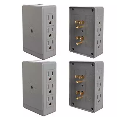 Litesun 4 Pack Side Entry Outlet Plug 6-Way Electrical Socket Splitter Wall M... • $37.73