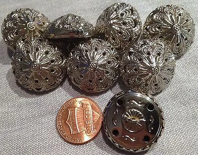 8 Domed Hollow Shiny Polished Silver Tone Metal Twinkle Buttons 7/8  23mm # 7981 • $8.99