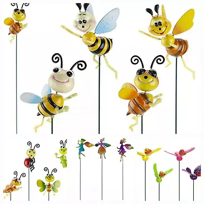 Garden Animal Fairies On Stick Ornament Decoration Novelty Bright Bees Butterfly • £6.99