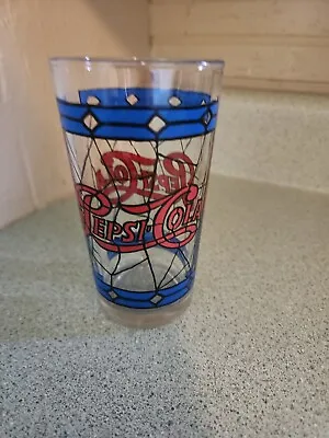 Vtg. Pepsi-Cola Stained Tiffany Style Drinking Glass Cup 1970 Juice(001) • $3.99