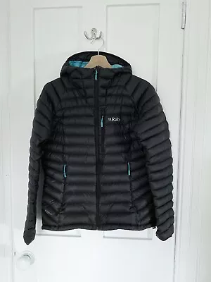 RAB Microlight Alpine Down Jacket UK 12 Black With Blue Interior • £69
