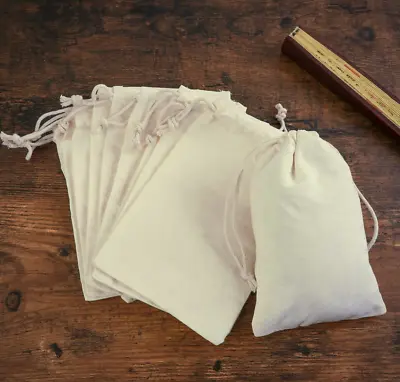 50 Pcs Of Double Drawstring Reusable Organic Cotton Muslin Bags (Select Size) • $31.99