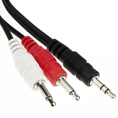 Stereo  Audio Splitter Cable  Jack Plug To Twin Mono Red & White 3.5mm Plugs 3m • £4.39