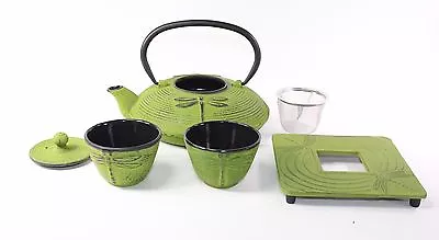 24 Fl Oz Green Dragonfly Japanese Cast Iron Teapot Tetsubin Infuser Tea Set • £51.09