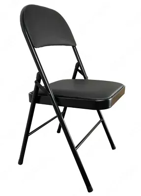 Folding Metal Chair Multi Functional With Soft Padded Black Seat Home Dining • £21.39
