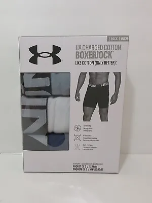 Men 3-Pack Under Armour UA Charged Cotton Boxerjock  6  Inseam Underwear LG • $29.99