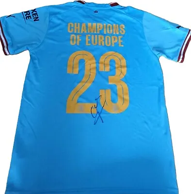 Hand Signed Pep Guardiola Manchester City Champions Of Europe 2022/23 Shirt (2) • £70
