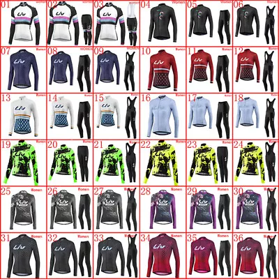 Women Cycling Long Sleeve Jersey Bib Pants Set Bike Shirts Racing Sports Outfits • $33.94