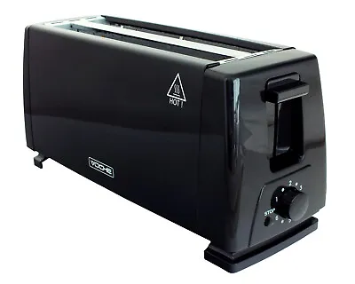 Toaster 4 Slice Black 1300W Electric Variable Browning Control Longslot Voche • £25.36