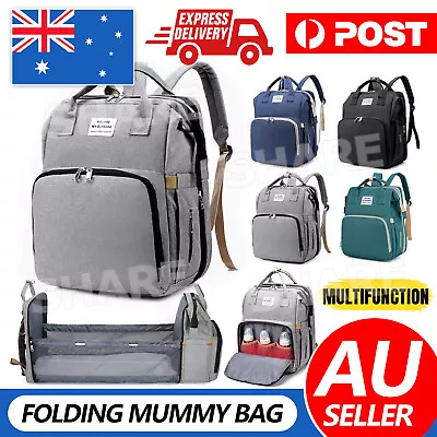 Foldable Large Mummy Bag Baby Bed Backpack Maternity Nappy Diaper Milk HOT • $21.95