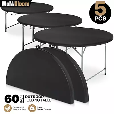 5 Pack[FOLDABLE ROUND DINING TABLE]Outdoor Barbeque Portable Camping Picnic Desk • $1043.99