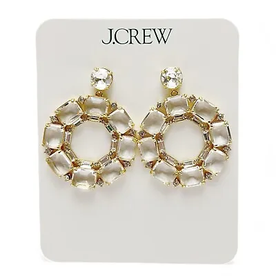 J. Crew Clear Crystal Circle Drop Dangle Statement Earrings NEW • $29.99