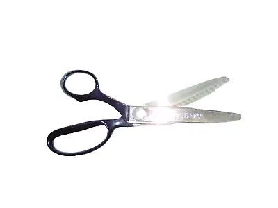 Vintage Wiss Pinking Shears CB7LH - Fabric Zigzag Scissors Black Handles USA • £9.64