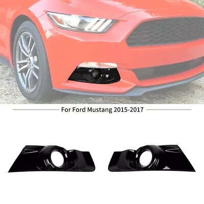 2x Black Front Bumper Fog Light Lamp Cover Trim Bezels For Ford Mustang 2015-17 • $33.99