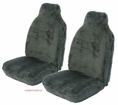 For VOLVO S70 - Front Pair Of Luxury Plain Grey Faux Fur Furry Car Seat Covers • $65.66