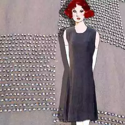 1920’s Vintage Bugle Beaded Chiffon Flapper Dress Black Gown Geometric Pattern • $124.99