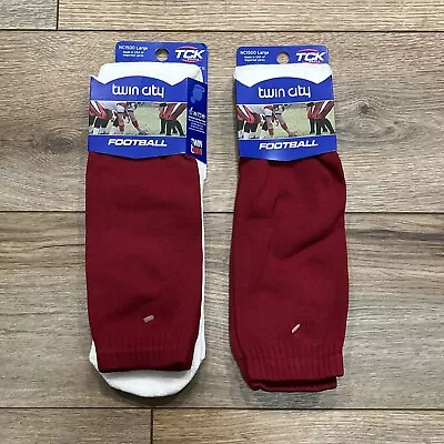 2 Pair TCK Over The Calf OTC Tube Socks Football LARGE 9-12 Men's Maroon White • $5.99