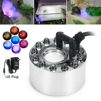 Ultrasonic Mist Maker 12 LED Light Fog Machine Fountain Aquarium Fogger Mister • $14.24