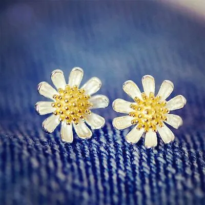 925 Sterling Silver Sun Flower Stud Earrings Jewellery Women Girls  Gift UK • £3.49