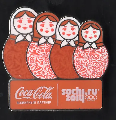 Sochi 2014. Olympic Games. Sponsor Pin. Coca Cola. Nesting Dolls Matryoshka • $19.50
