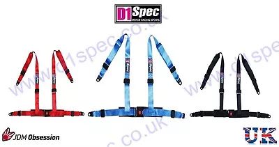 D1 SPEC 4 POINT RACING HARNESS SEAT BELT RED JDM DRIFT By NitroXukimport • £49.99