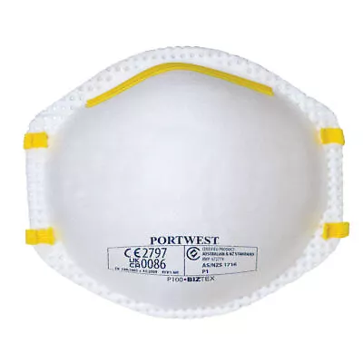 New Portwest FFP1 Dust Mist Respirator Face Mask White 20pcs • $31.90