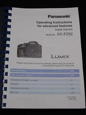 Panasonic Lumix Fz82 Camera Printed User Manual Guide Handbook 311 Pages A4 • £18.99