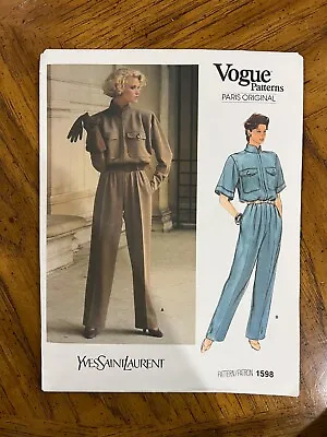 Vogue 1598 Pattern Jumpsuit Paris Original YSL Size 10 UNCUT FF • $24.99